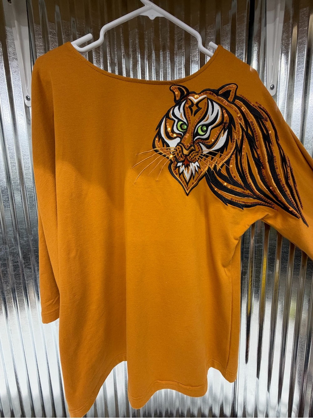 Bob Mackie Wearable Art Tiger Sequin Embellished Top Size Medium